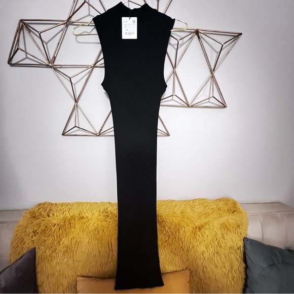 Zara Black Sleeveless Ribbed Maxi Dress - Picture 1 of 4